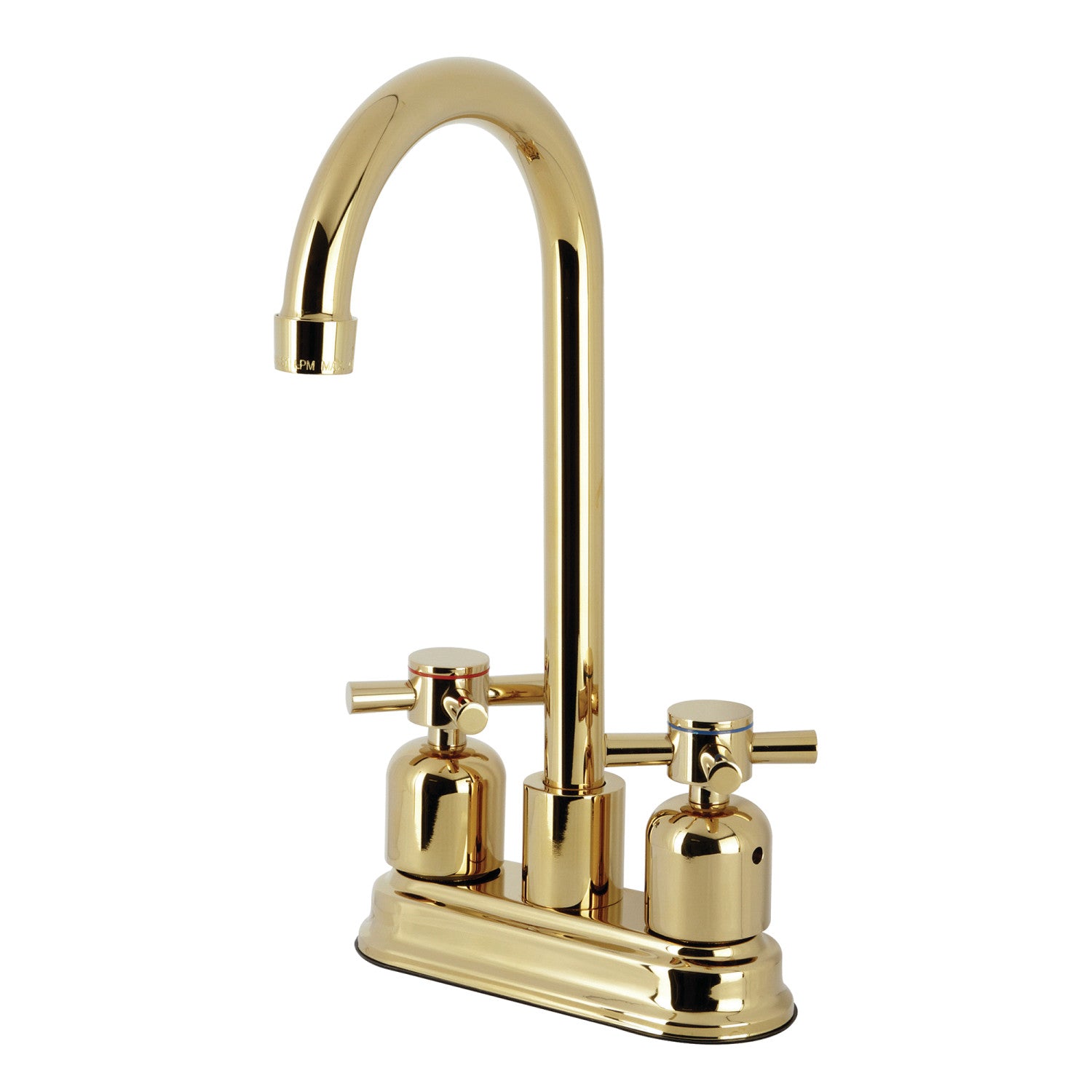 Kingston Tulare KB8492DX - Concord Two-Handle 2-Hole Deck Mount Bar Faucet, Polished Brass — image 1